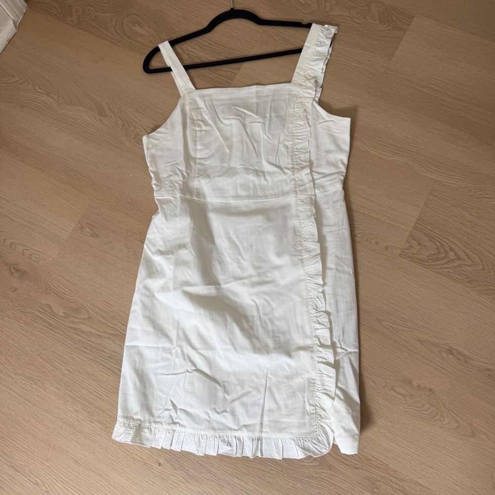 NWT ModCloth White Sleeveless Ruffle Mini Dress 12 Ruffle Prairie Boho Solid New